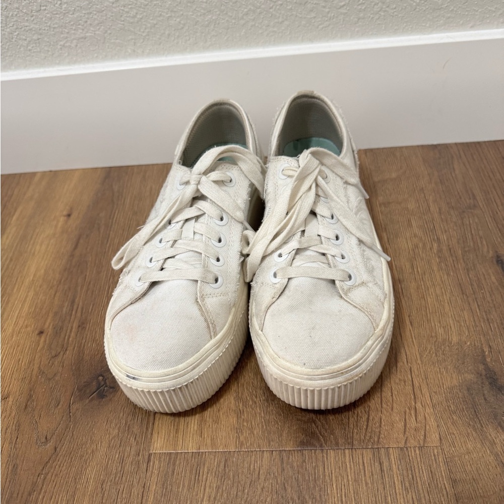 Dr Scholls White Platform Canvas Sneakers